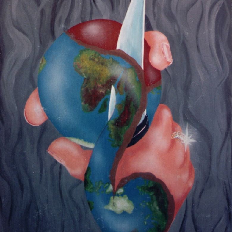 Futuristic Landscape. Acrylic on wood. 100-120cm